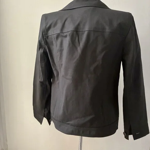 Linda Allard Ellen Tracy Black, Double Breasted Crop Peacoat Style Jacket - Picture 3 of 11